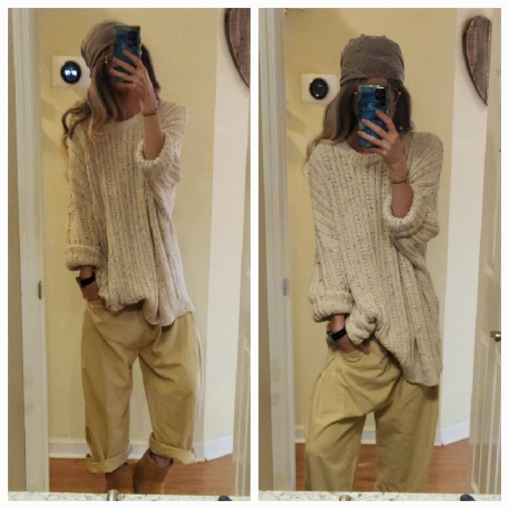 Vintage (?) Oversized Chunky Cable Knit Fisherman Style Sweater Tunic